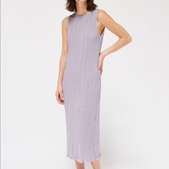 LACAUSA LAURYN DRESS SHEER PLEATED SLEEVELESS MIDI‎ DAINTY GIRLHOODCORE MEDIUM - Picture 1 of 11